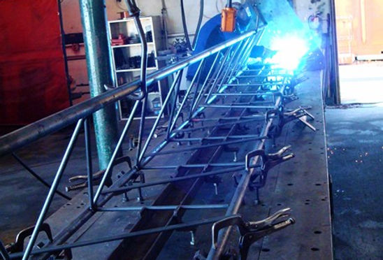 Tower fabrication and assembly at Magnum Towers in Sacramento, California