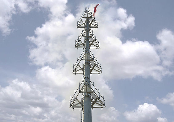 Sleek single-shaft wireless telecommunications infrastructure at a cellular site